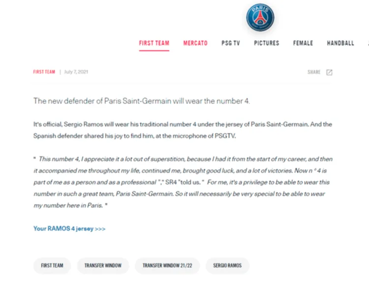 A now-deleted article has confirm Ramos' move