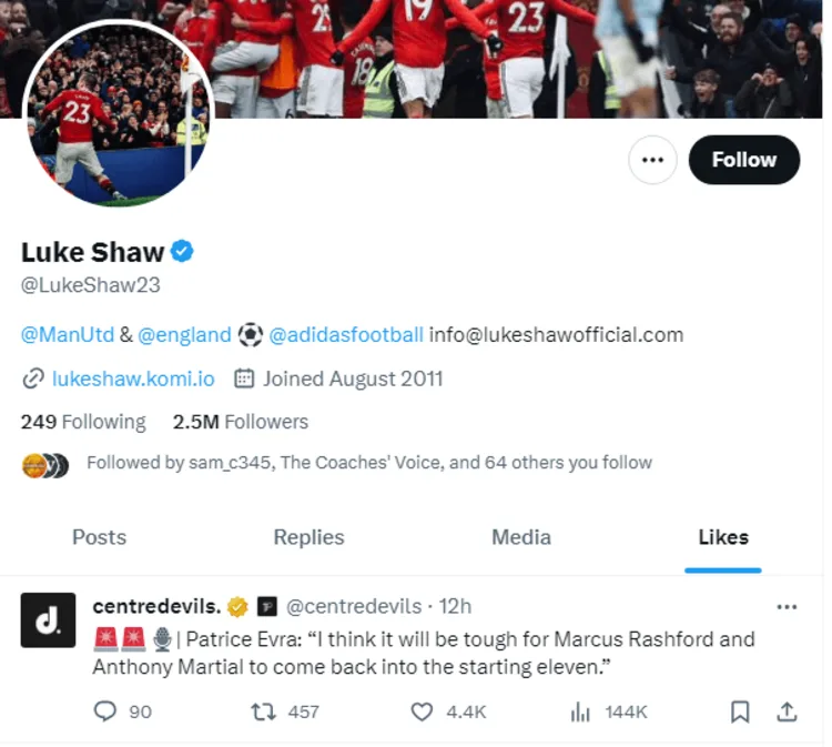 Luke Shaw's likes on X