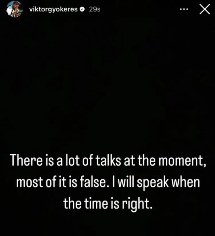 Viktor Gyokeres posted about his future on Instagram.